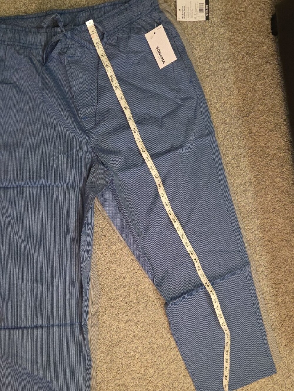 2 Pair Sonoma Pinstripe Drawstring Pajama Pants in Blue and Gray, Mens Large NWT - Picture 12 of 16